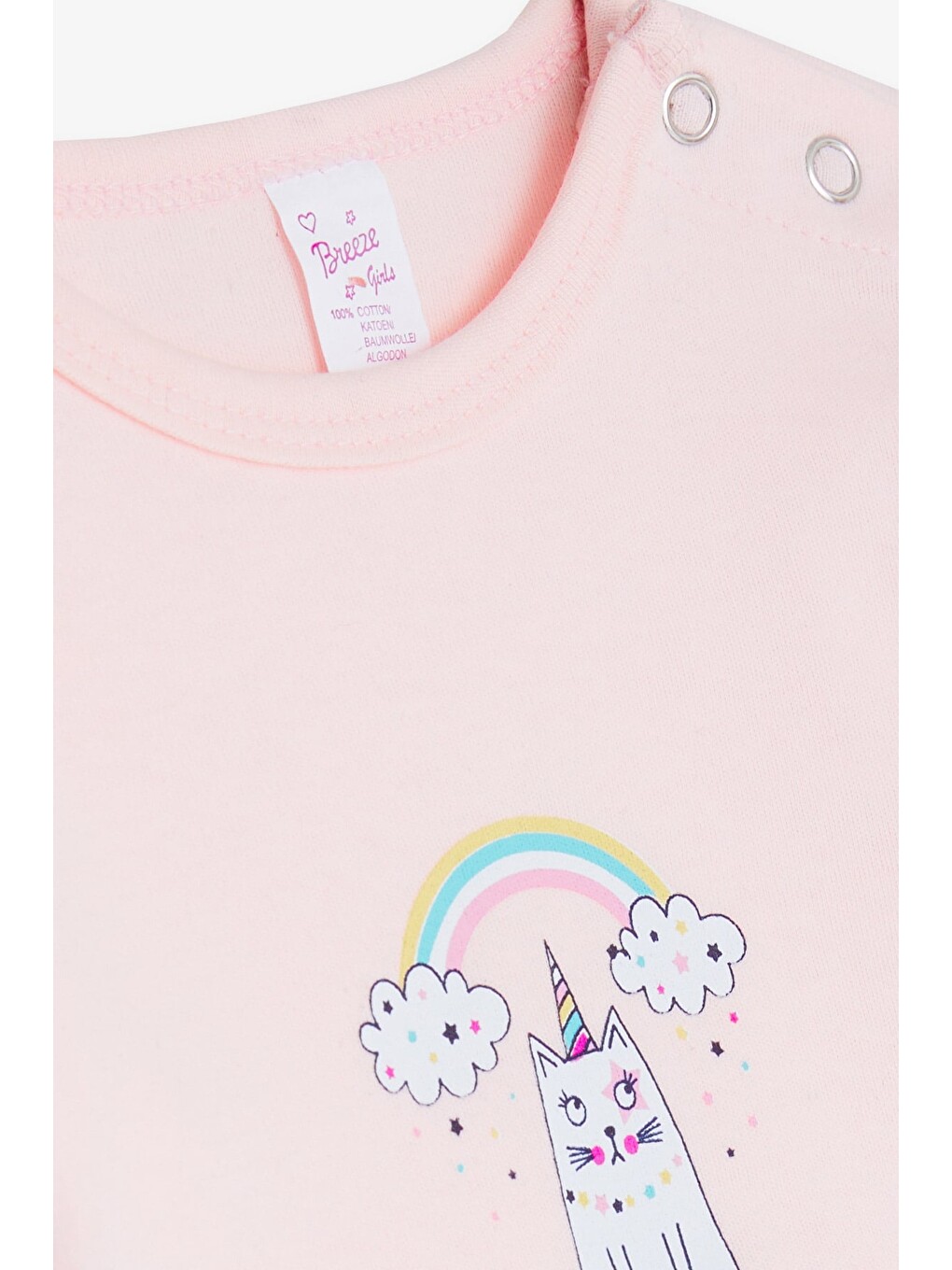 Pembe Kız Bebek Çıtçıtlı Body Zıbın Kedilli Pudra (1.5 Yaş)-2