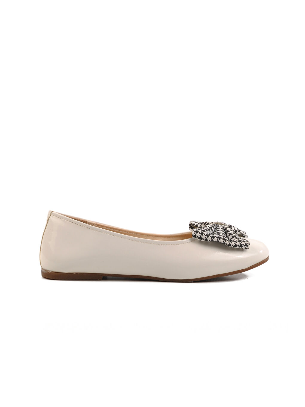 Beyaz Rugan Fiyonk Kurdeleli Kız Çocuk Babet 180 F