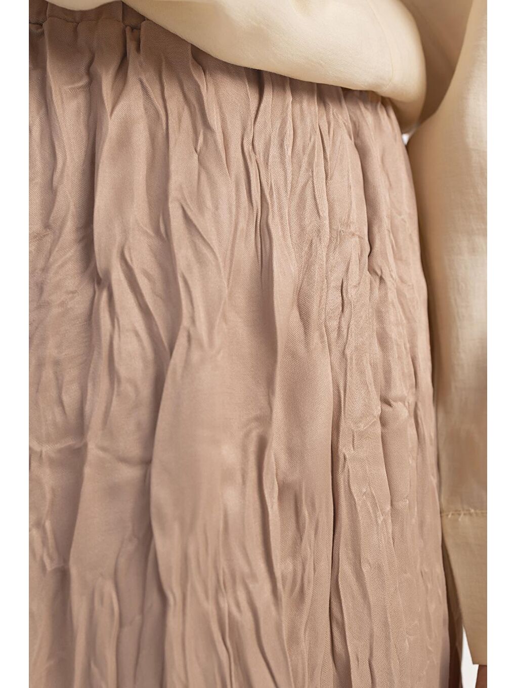 Bej Vizon-Lastikli Basic Etek-4