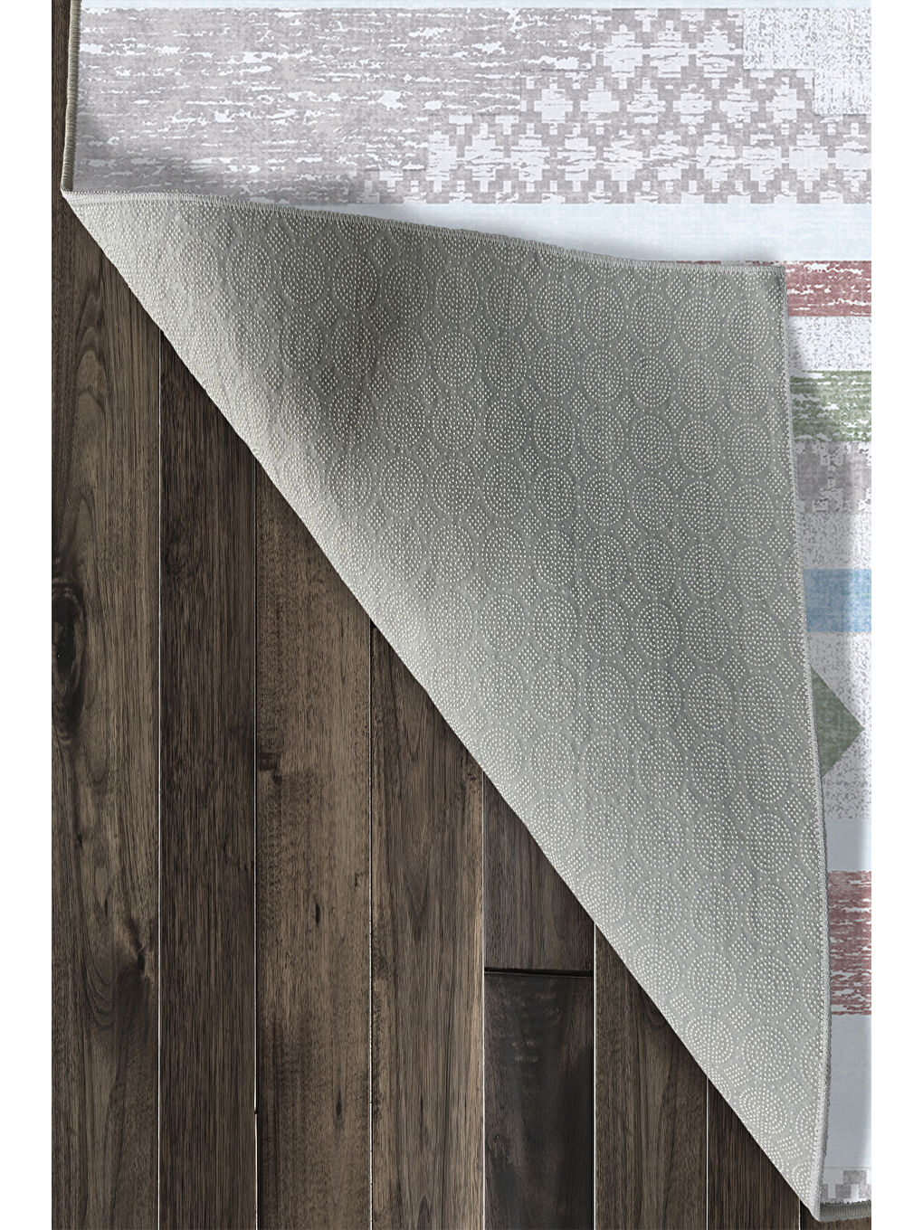 Bej Dekoratif Özel Tasarım Yıkanabilir İnce Kaymaz Tabanlı Modern Halı KECE FR50-4