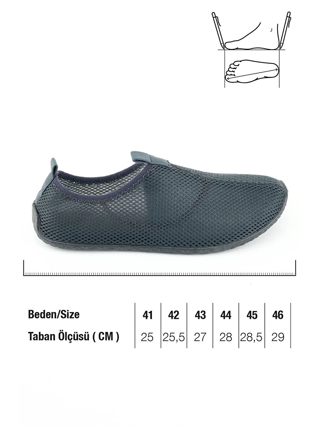 Gri Yazlık Unisex PVC Taban Plaj Deniz Havuz Ayakkabı-1