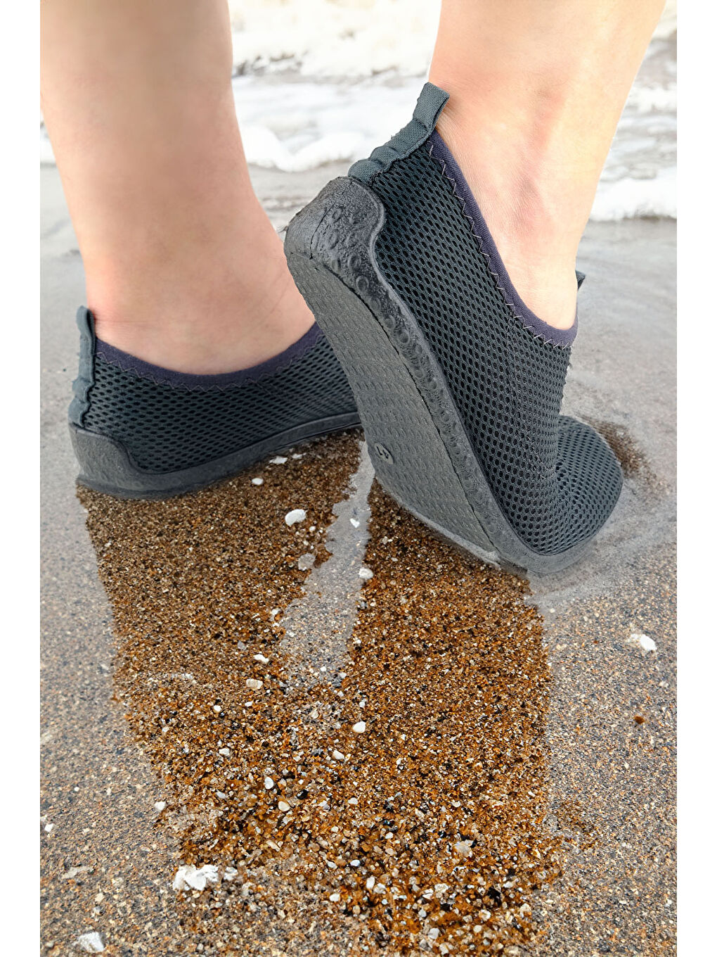 Gri Yazlık Unisex PVC Taban Plaj Deniz Havuz Ayakkabı-5