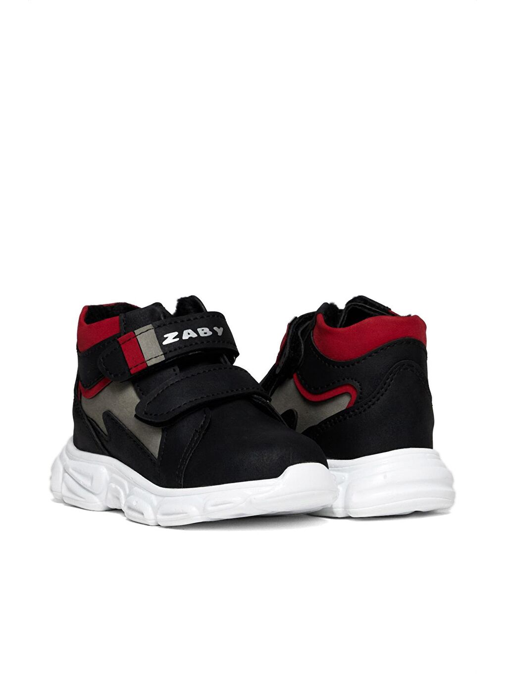 Çocuk Unisex Siyah Kırmızı Rahat Kalıp Cırtlı Ayakkabı