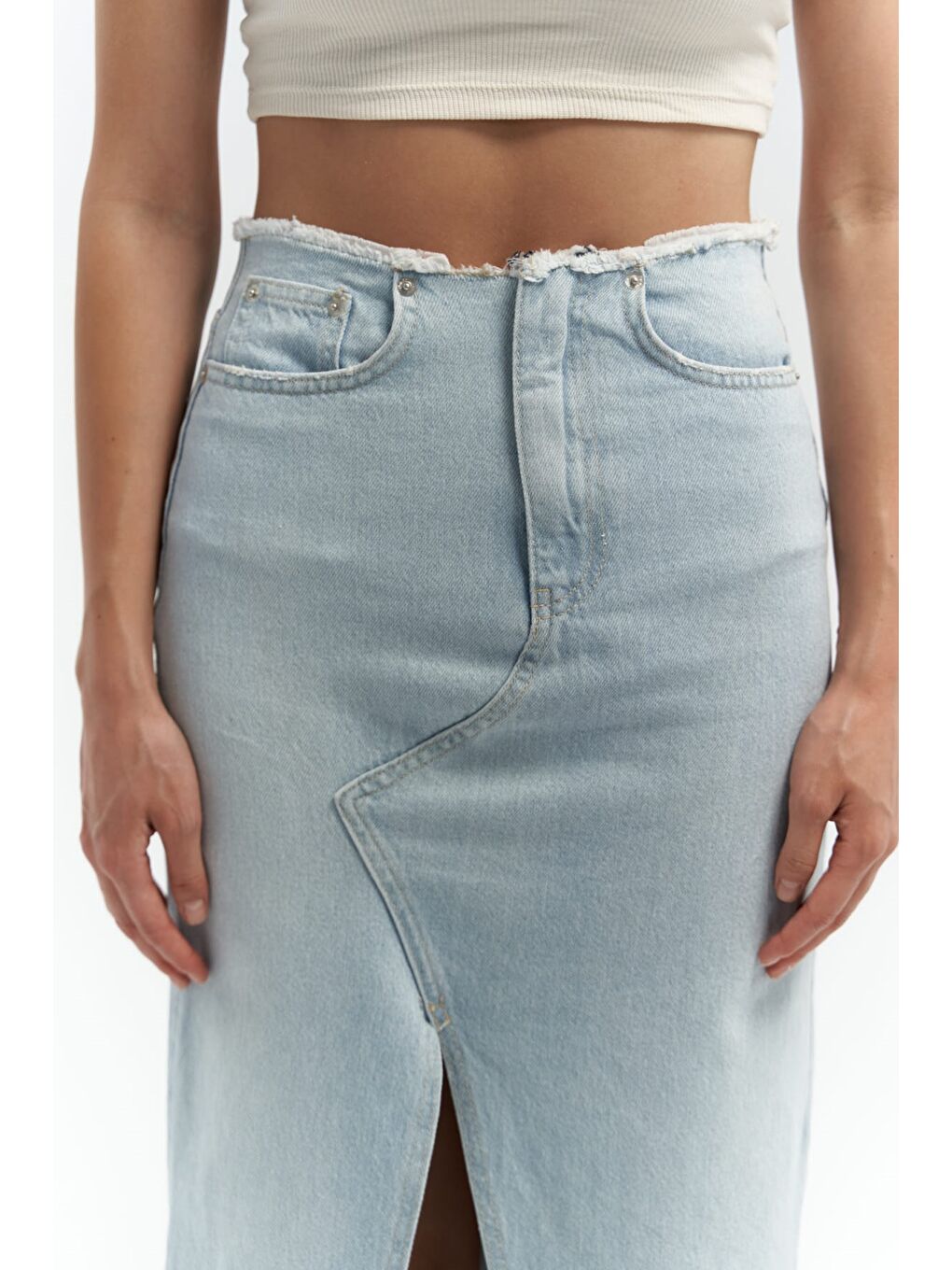 Arket Bel Detay Mavi Jean Etek-5