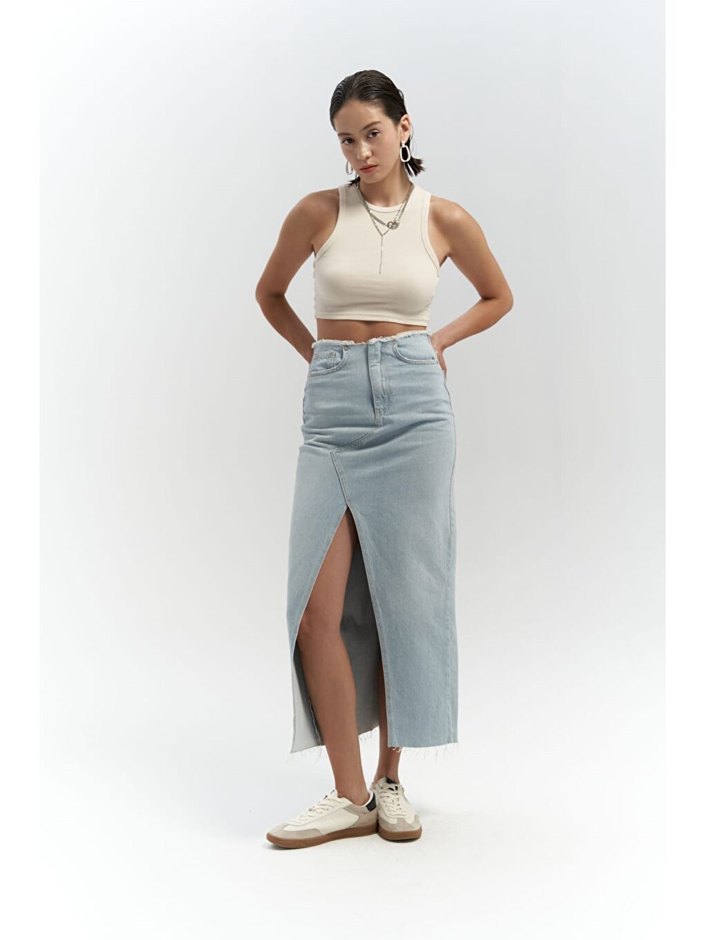 Arket Bel Detay Mavi Jean Etek-6