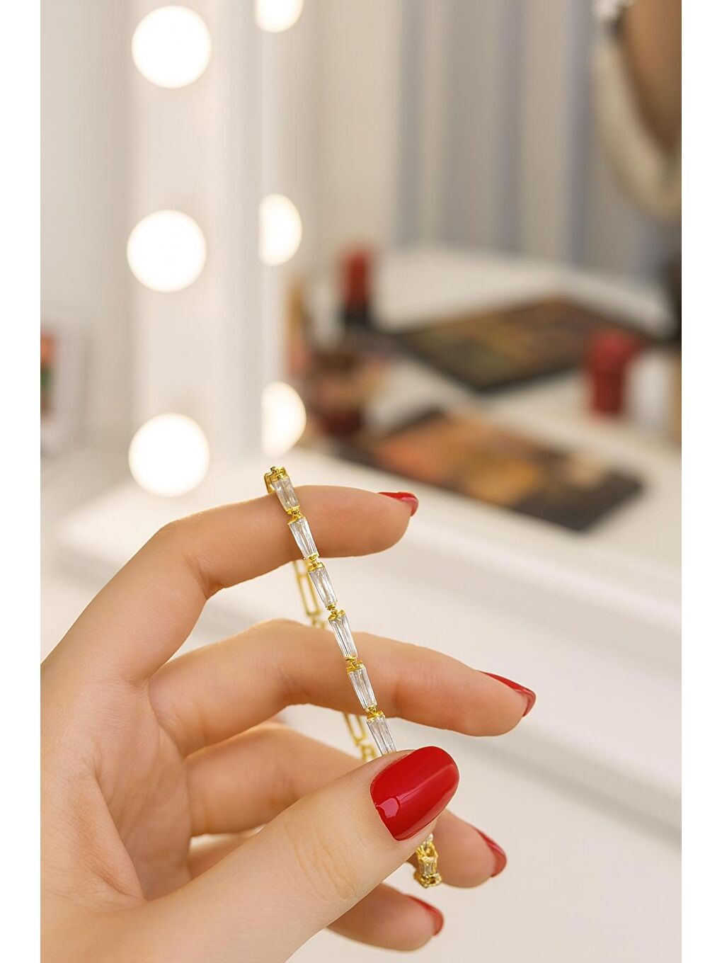 Sarı Konik Kristal Taşlı Suyolu Bileklik-3