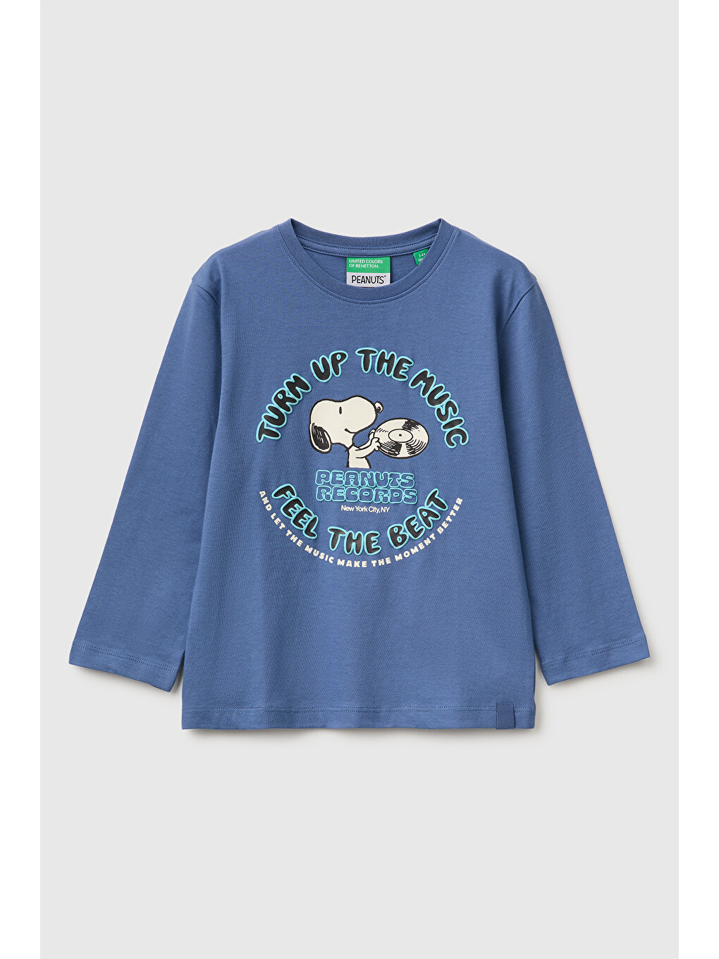 Erkek Bebek Mavi Önü Snoopy Baskılı Uzun Kollu Tişört