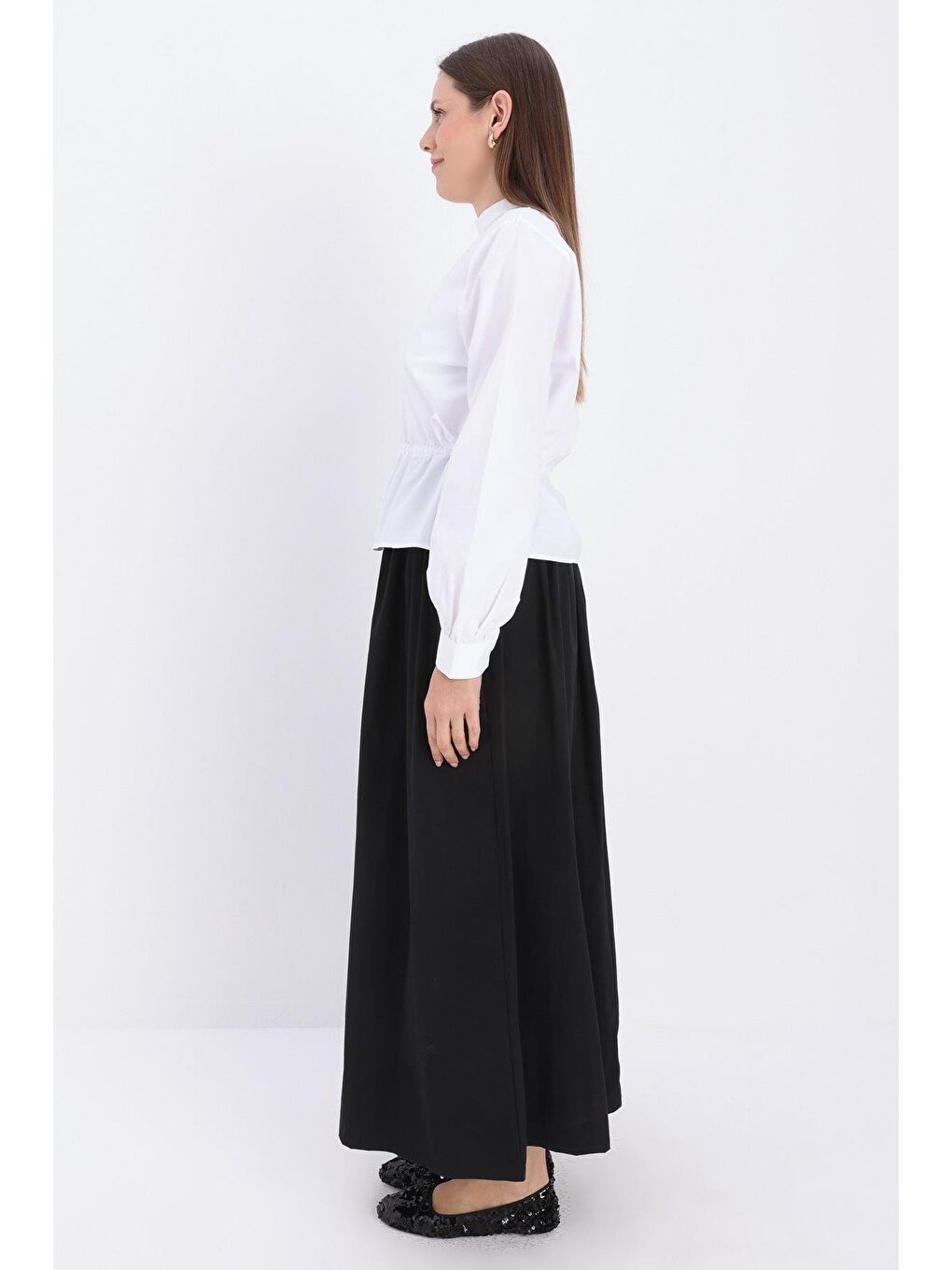 Siyah-Düğme Detaylı Kraşlı Etek-2