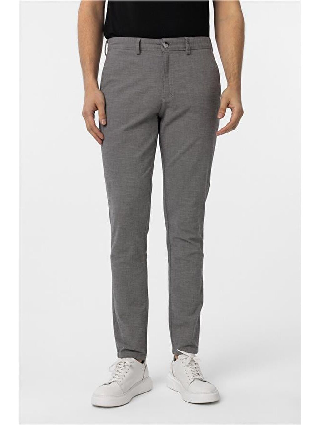 Siyah Slim Armürlü Pantolon-1