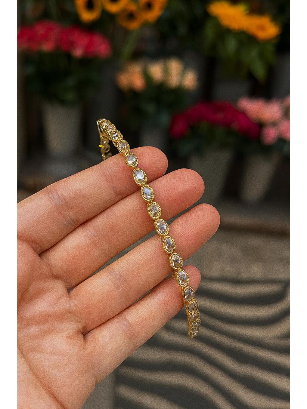 Sarı Arpa Kristal Taşlı Suyolu Bileklik-3