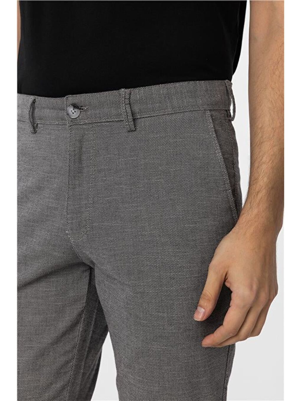 Siyah Slim Armürlü Pantolon-2