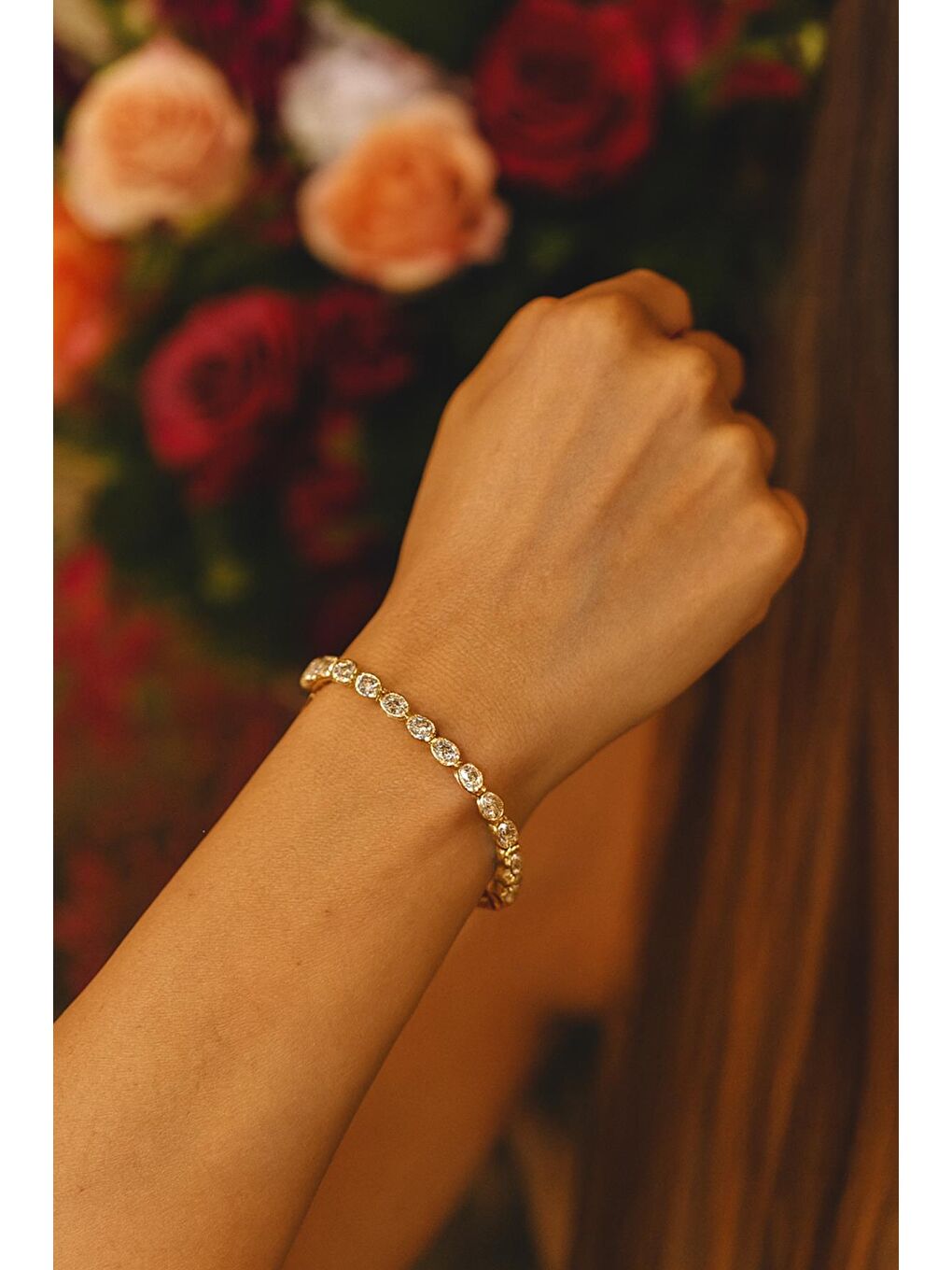 Sarı Arpa Kristal Taşlı Suyolu Bileklik-4