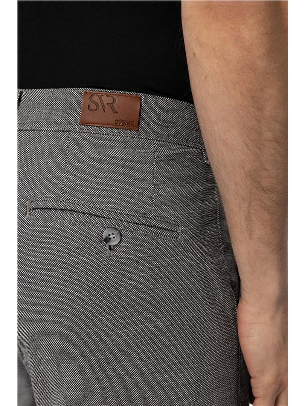 Siyah Slim Armürlü Pantolon-3