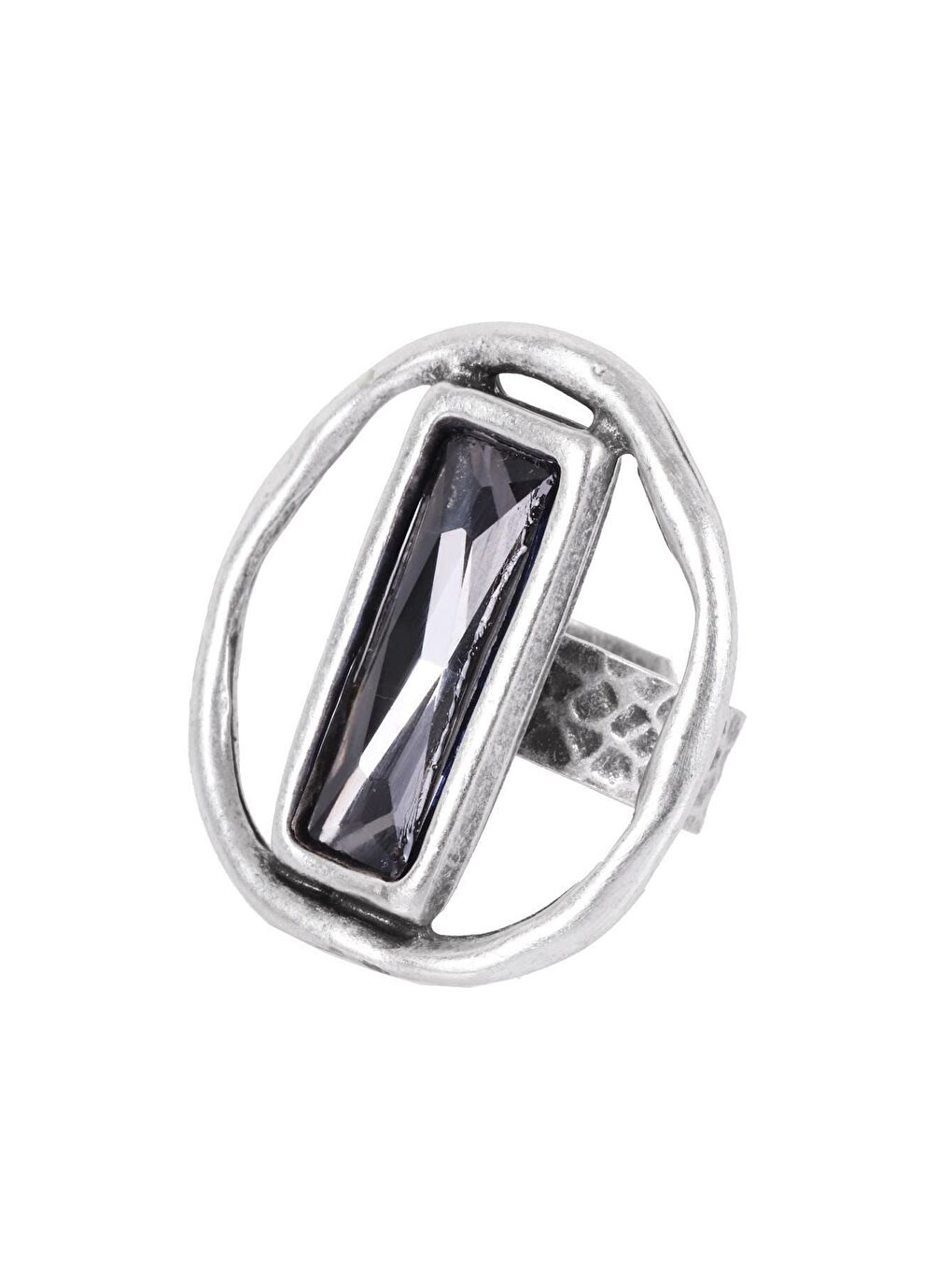 Antrasit Kadın Antik Gümüş Kaplama Taşlı Saturn Yüzük