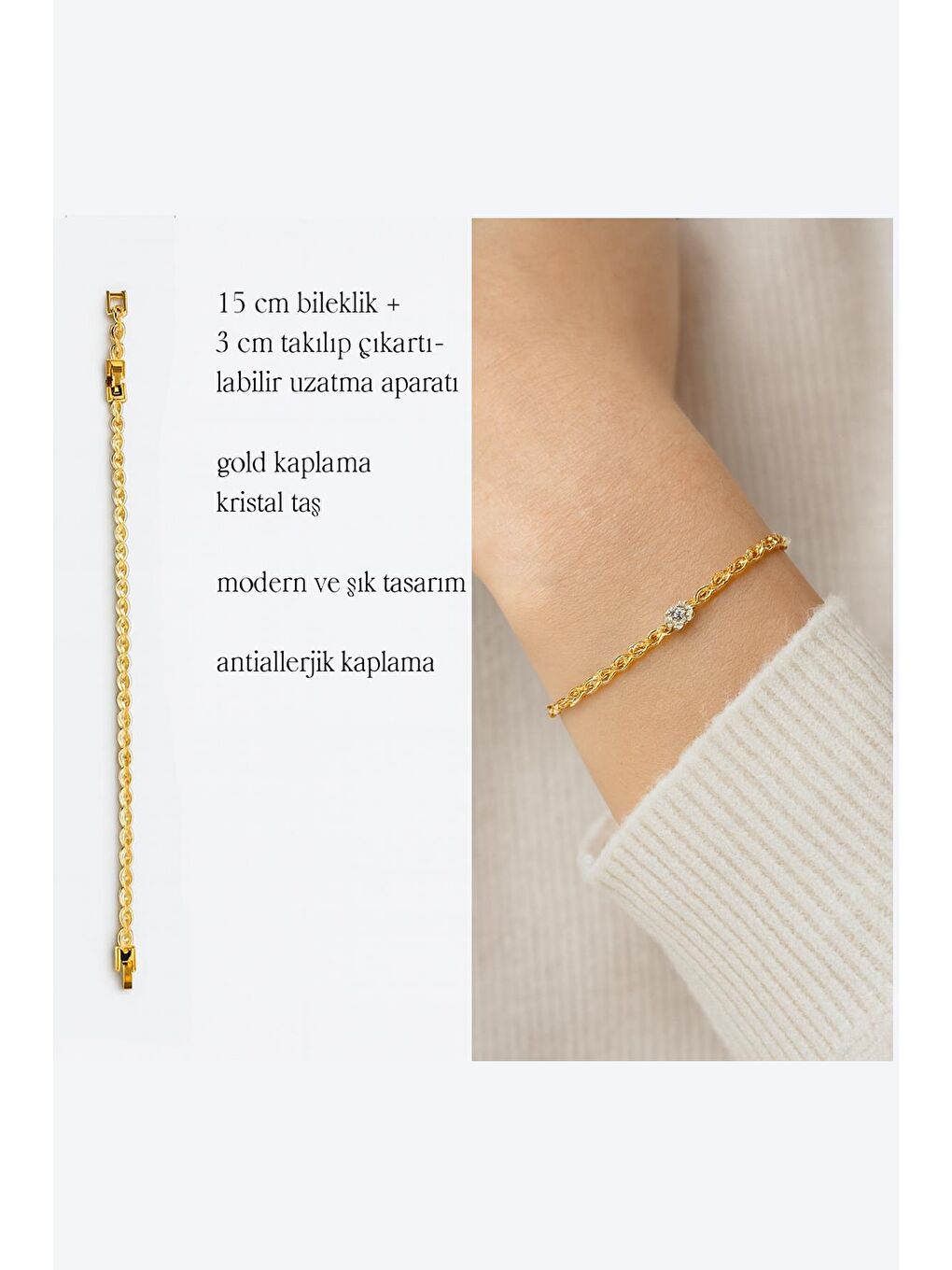 Sarı Arpa Kristal Taşlı Suyolu Bileklik-6