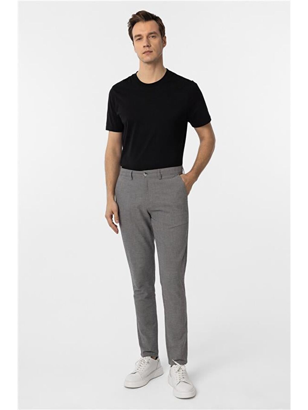 Siyah Slim Armürlü Pantolon-5