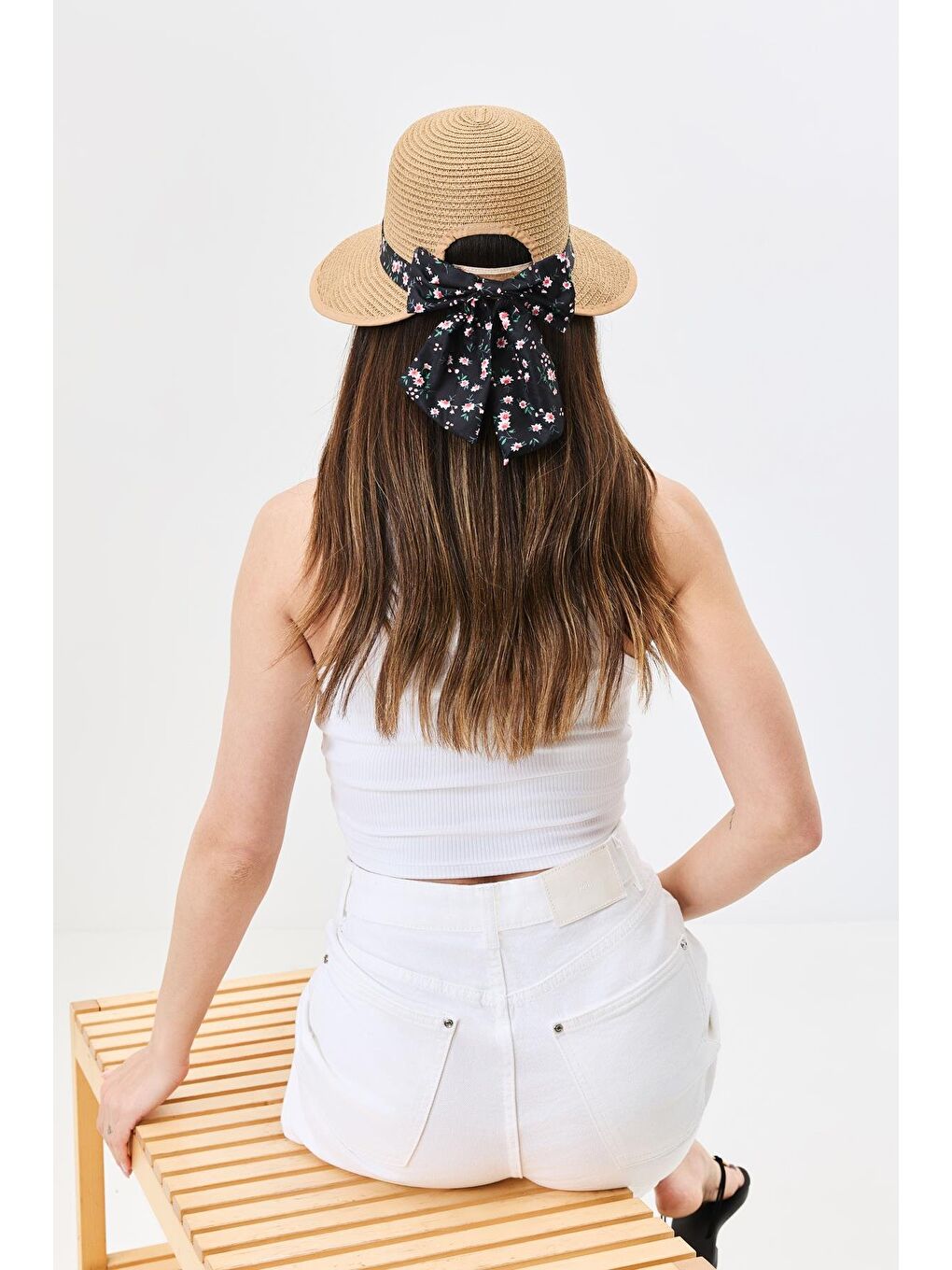 Bej Siperli Hasır Plaj Şapkası Y25730-28 Vizon-3