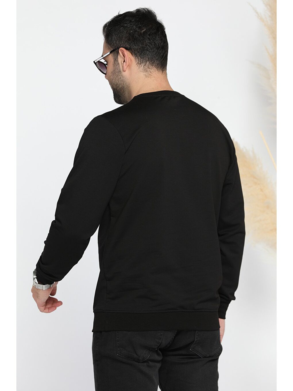 Mishar İtalia Siyah Erkek Bisiklet Yaka Yazı Kabartmalı Sweatshirt - 2