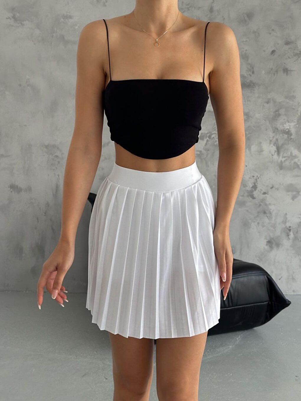 Beyaz Kadın Şortlu Tenis Etek