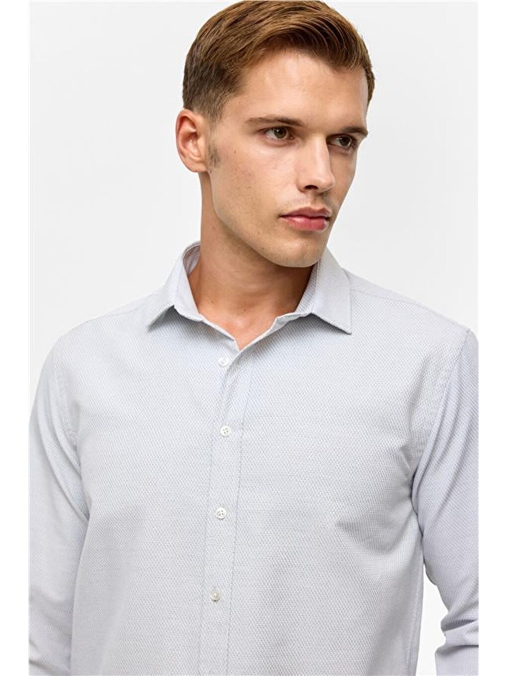 Siyah Slim Desenli Klasik Yaka Gömlek-2