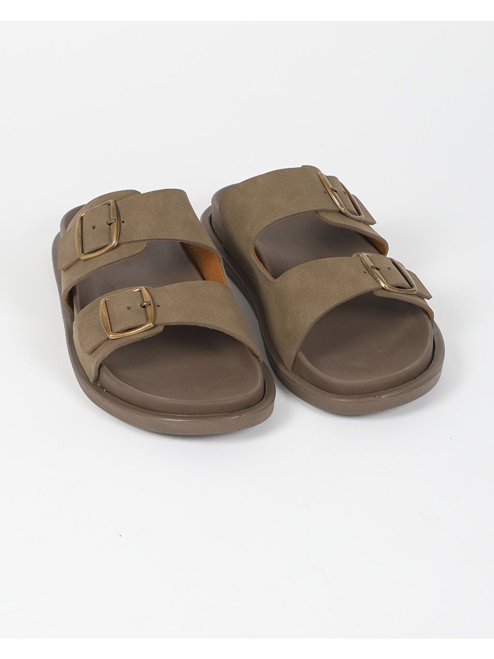 Kahverengi Erkek Yazlık Çift Tokalı Terlik - HUGO-3