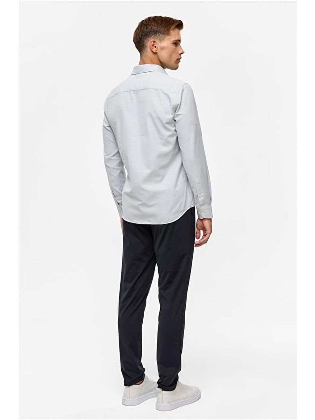 Siyah Slim Desenli Klasik Yaka Gömlek-6