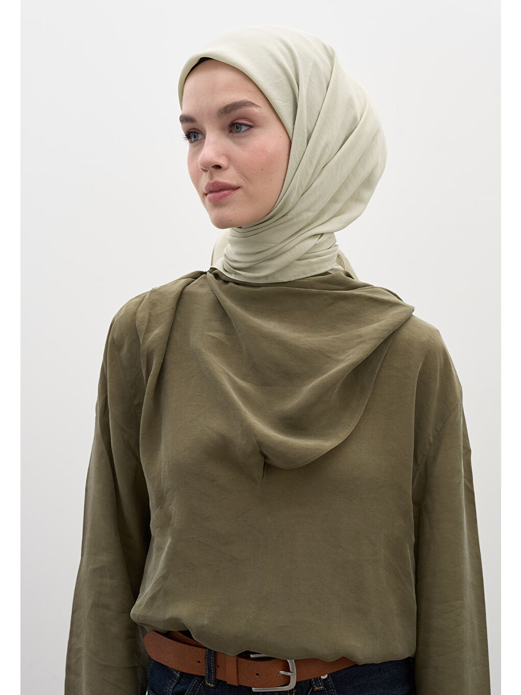 Pamuk Viskon Eşarp Pastel Yeşil-1