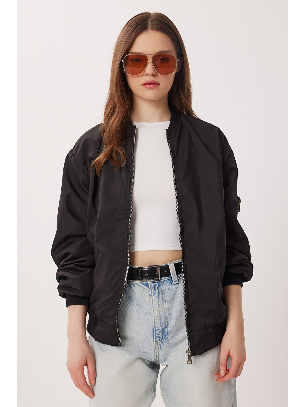 Siyah Oversize Mevsimlik Bomber Ceket SİYAH LAX0004-1