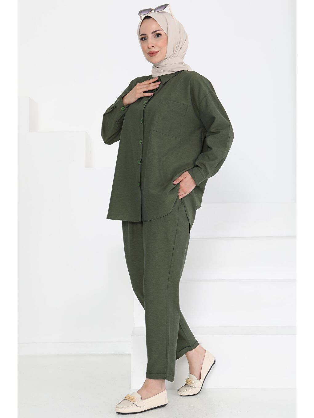 Tunık Pantolon İkili Takım Koyu Haki - 27086