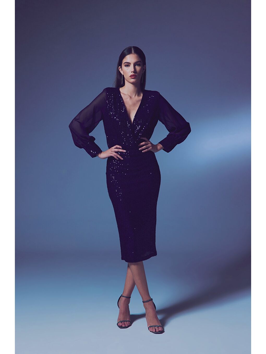 Payet Detaylı Kalem Etek - Lacivert