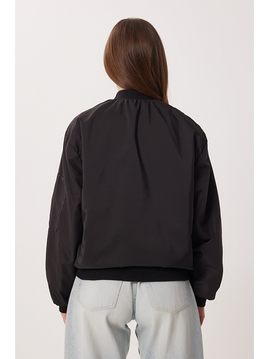 Siyah Oversize Mevsimlik Bomber Ceket SİYAH LAX0004-4