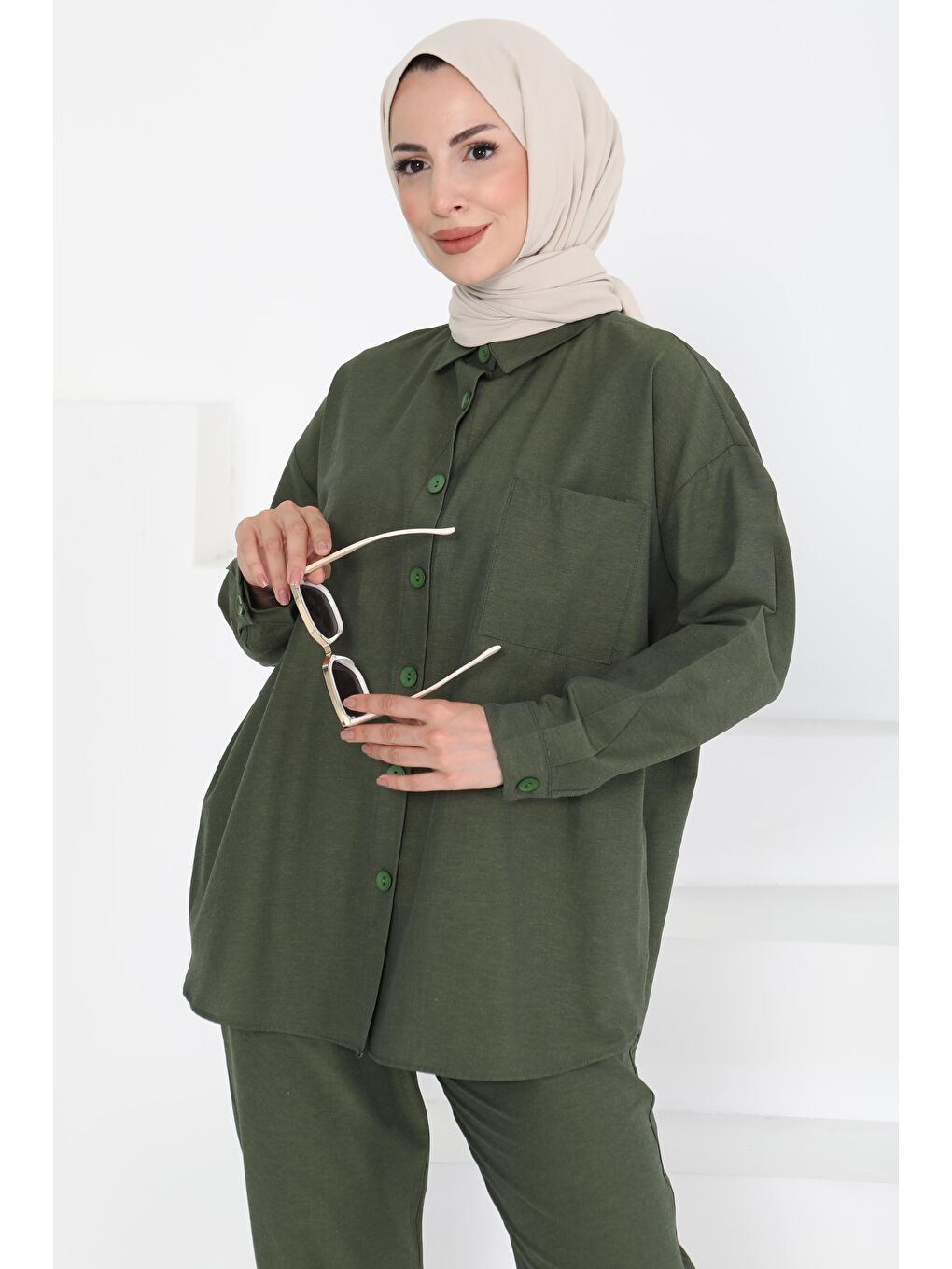 Tunık Pantolon İkili Takım Koyu Haki - 27086-1