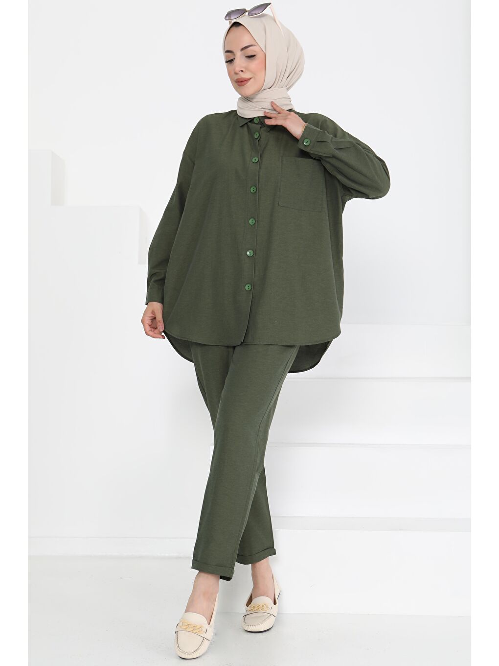 Tunık Pantolon İkili Takım Koyu Haki - 27086-2