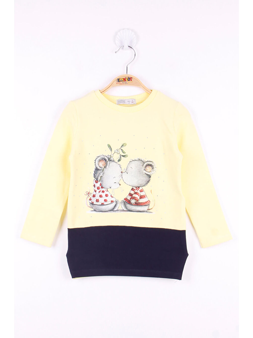 Sarı Kız Çocuk Fare Baskılı Tişört