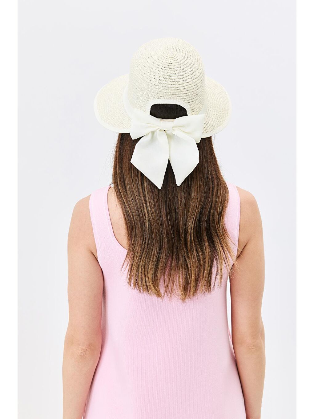 Ekru Siperli Hasır Plaj Şapkası Y25730-27 Krem-2