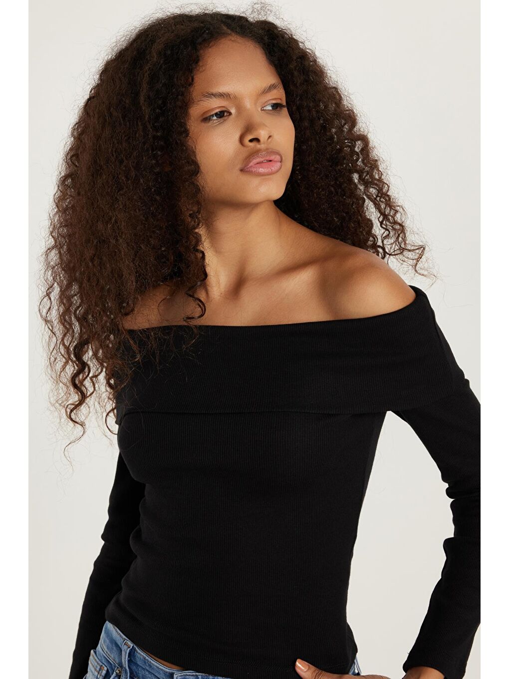 Kadın Slim Fit Modal Kumaş Düz Pamuklu Straplez Siyah Bluz-1