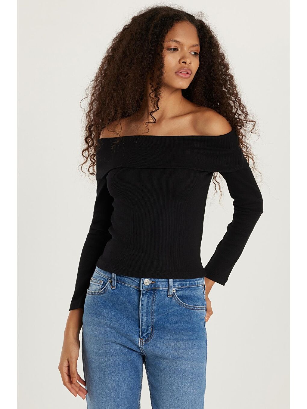 Kadın Slim Fit Modal Kumaş Düz Pamuklu Straplez Siyah Bluz-3