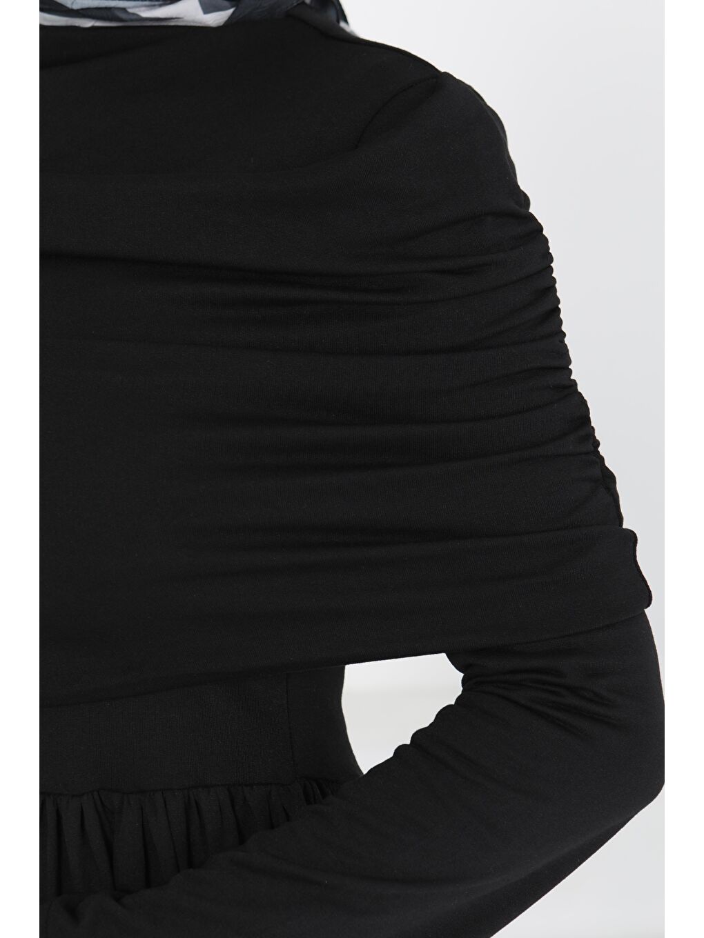 Üstü Şal Detaylı Elbise Siyah - 27282-4