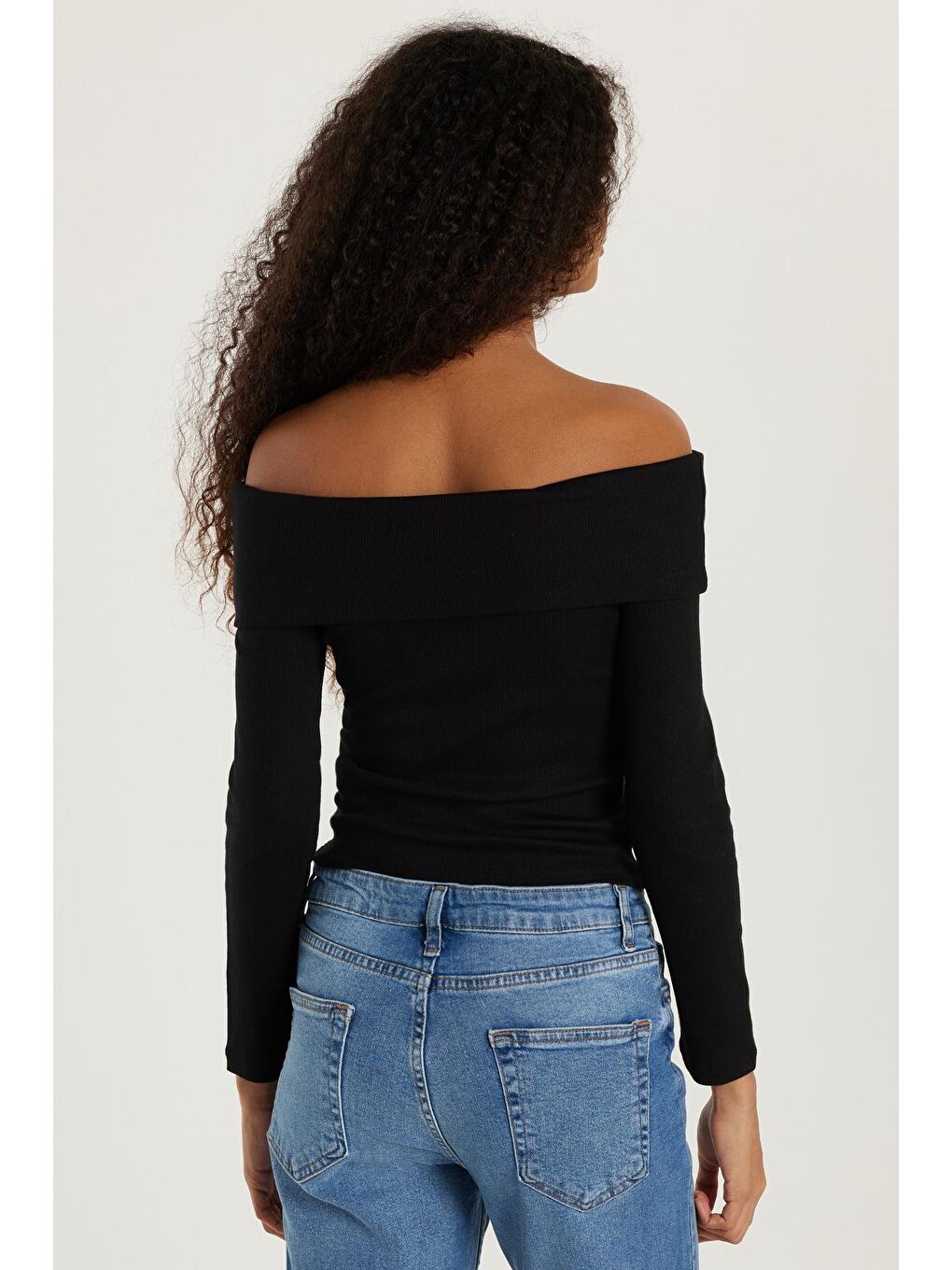 Kadın Slim Fit Modal Kumaş Düz Pamuklu Straplez Siyah Bluz-4