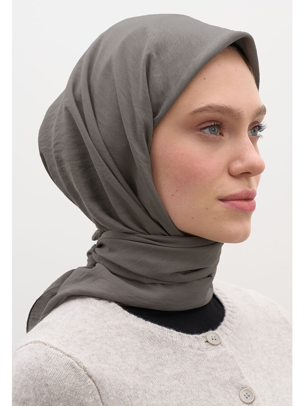 Gri Pamuk Viskon Eşarp Füme-1