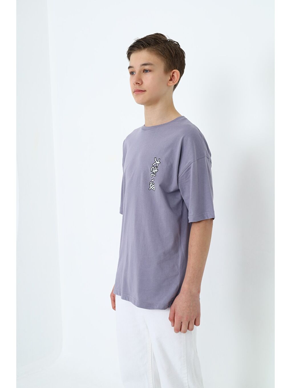 Gri Erkek Çocuk Baskılı Tişört-2