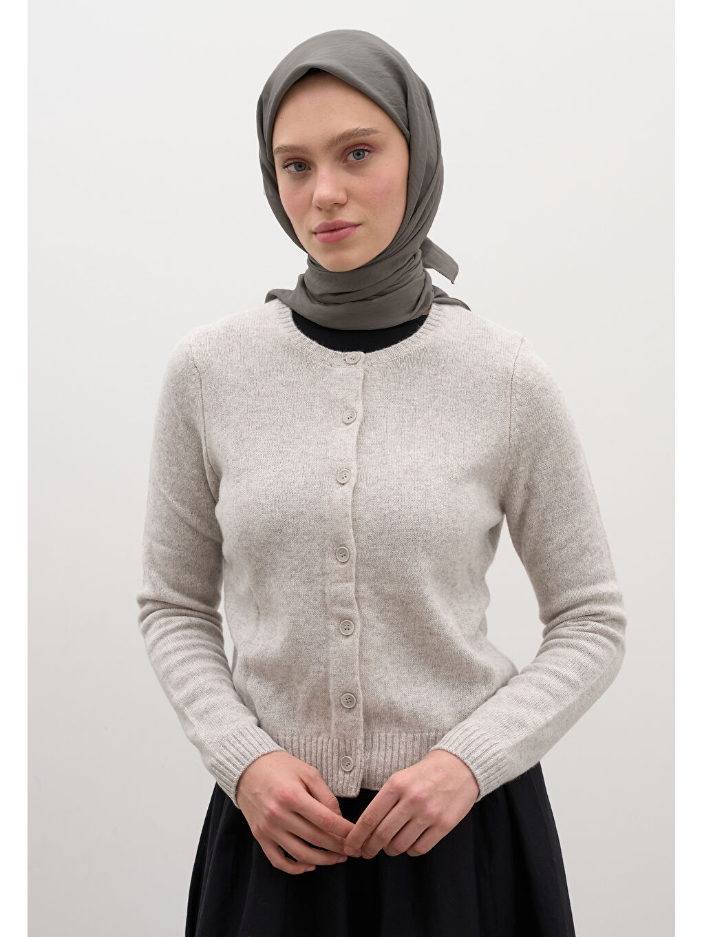 Gri Pamuk Viskon Eşarp Füme-2