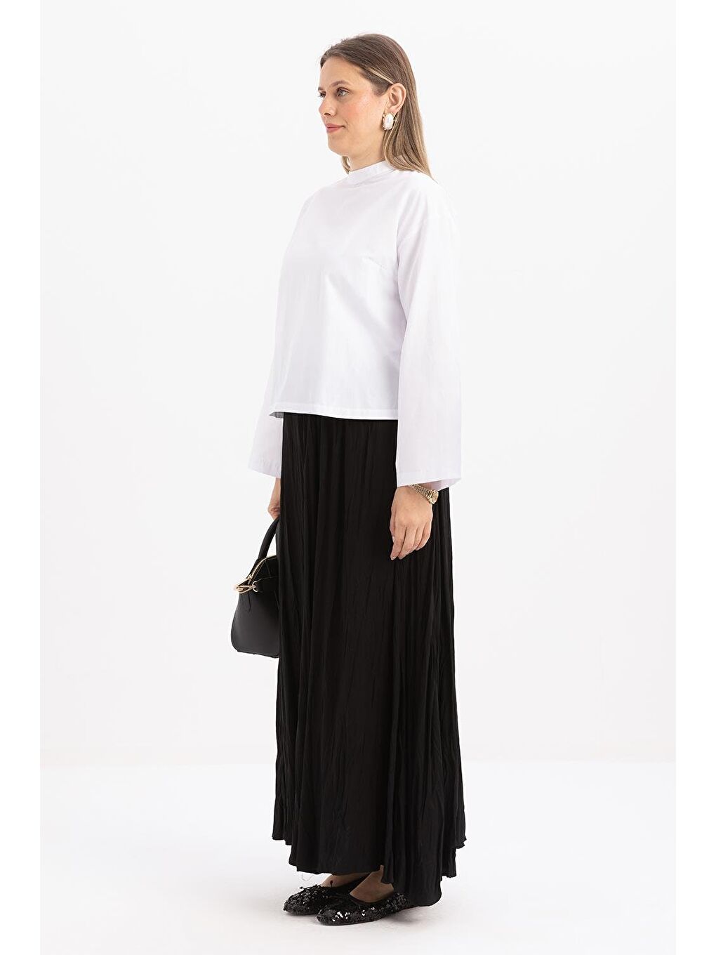 Siyah-Kraşlı Lastikli Basic Etek-2