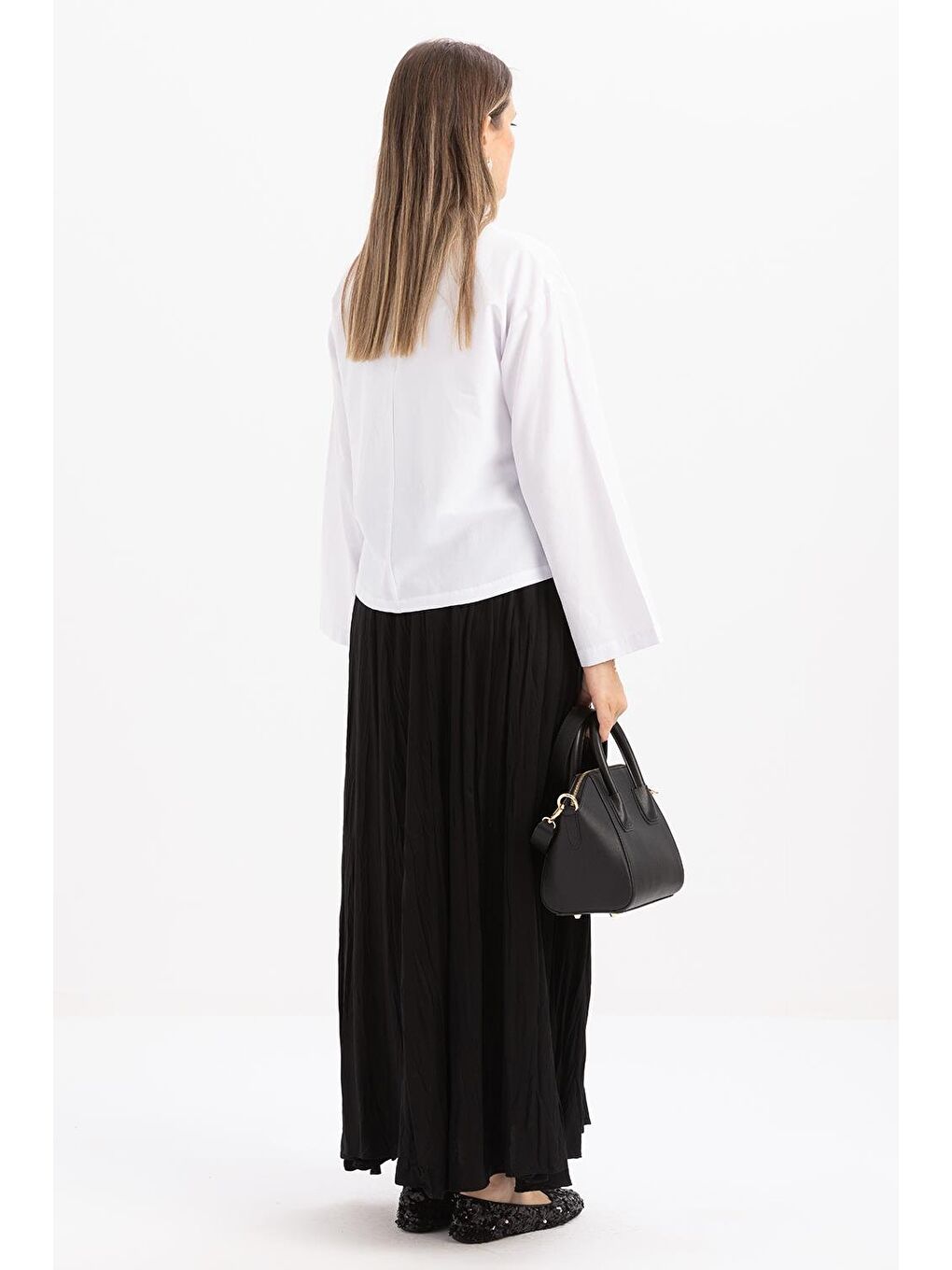 Siyah-Kraşlı Lastikli Basic Etek-3