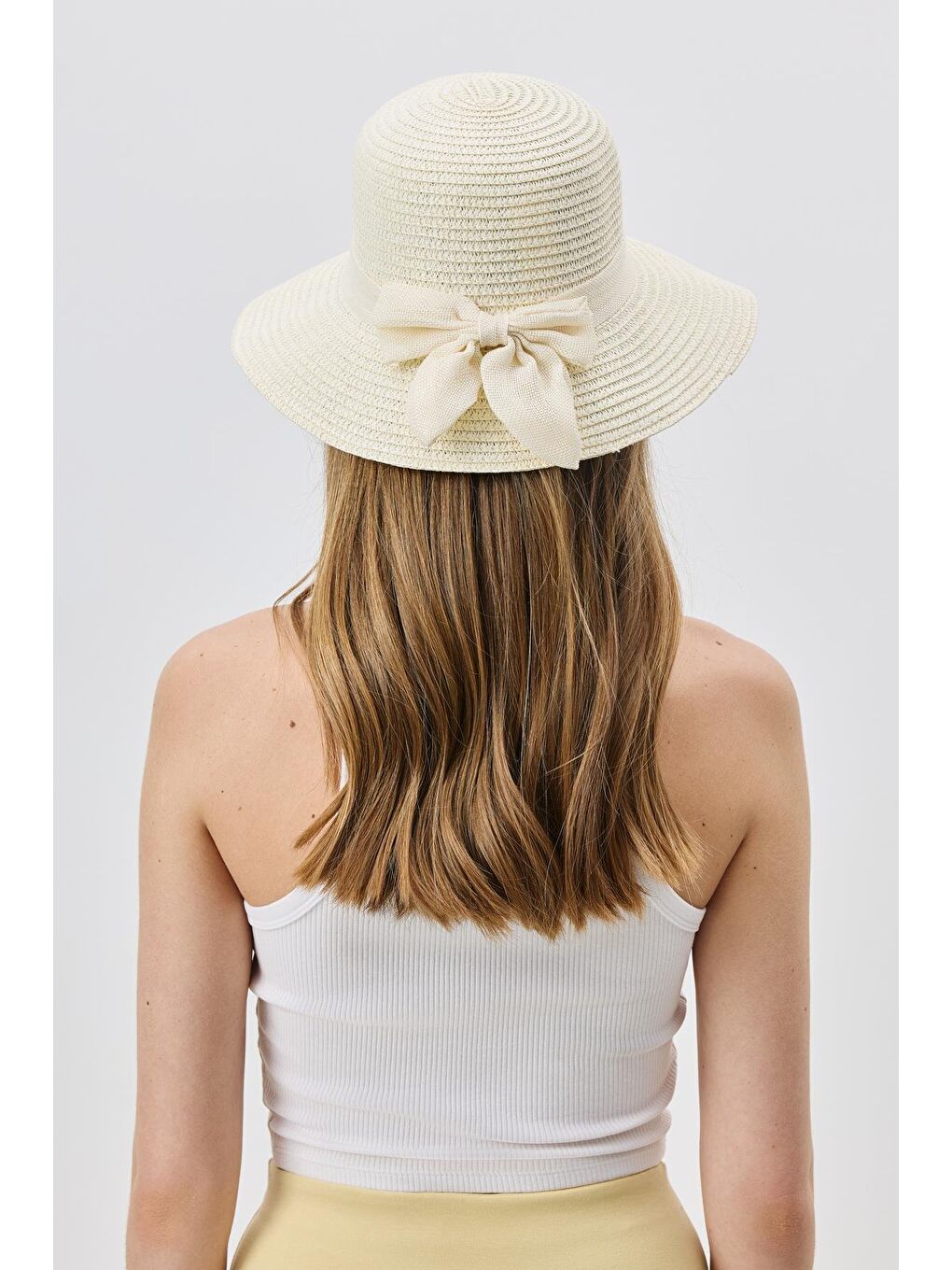 Ekru Hasır Plaj Şapkası Y25730-20 Krem-2
