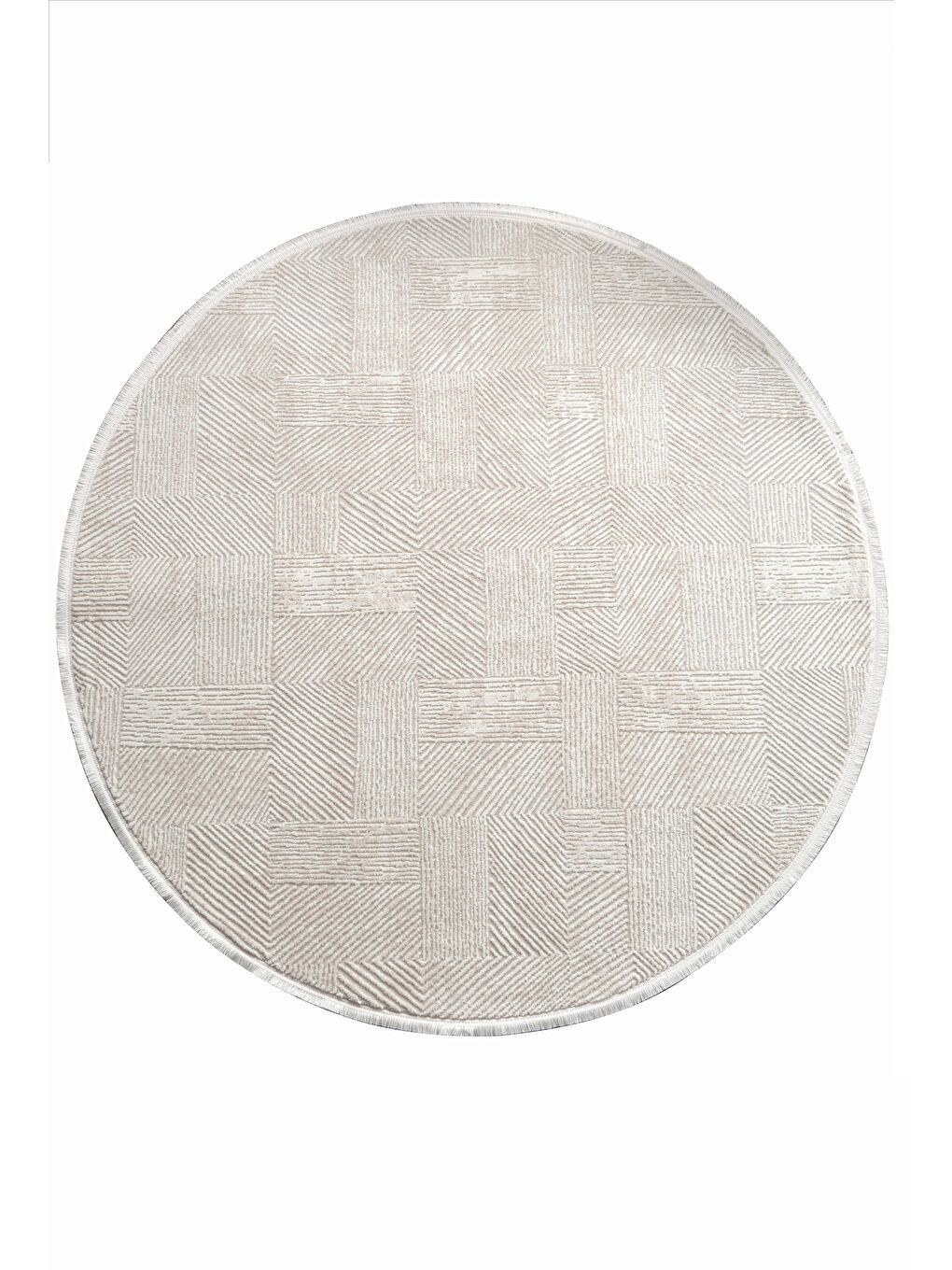 Ekru Leo 2969 Modern Dokuma Yuvarlak Halı-80x80 (Yuvarlak)