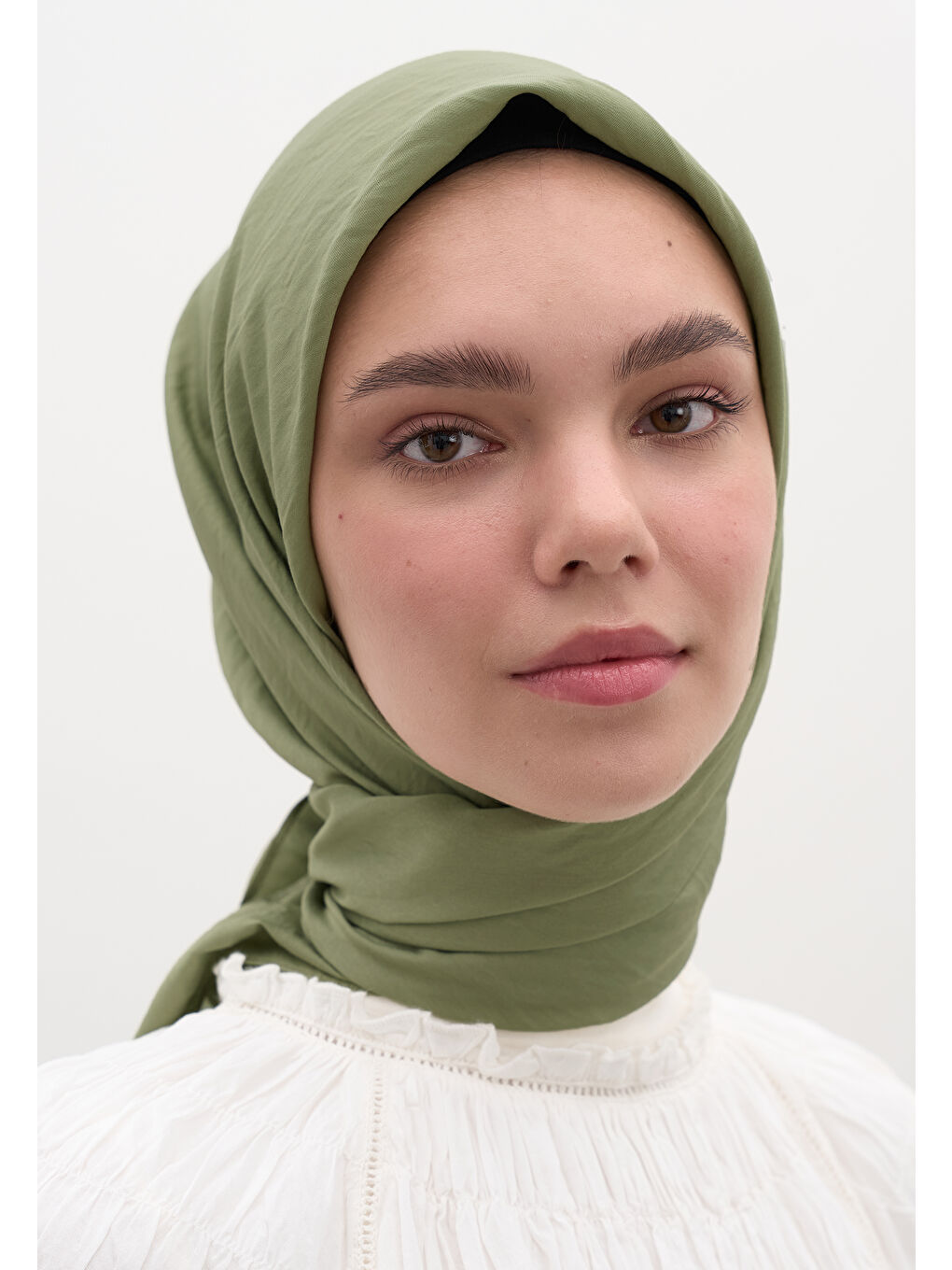 Yeşil Pamuk Viskon Eşarp Çağla-2