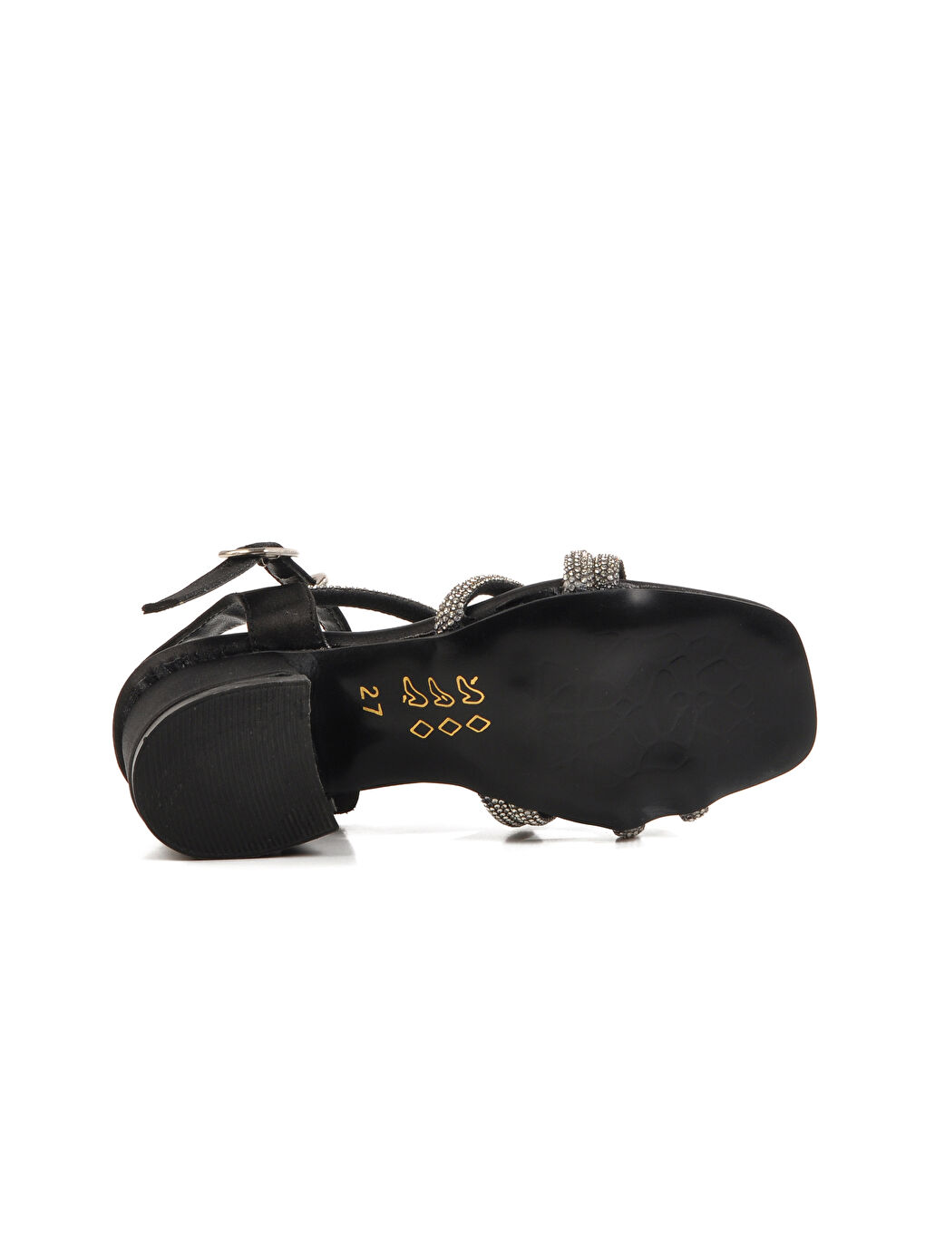 Siyah Taşlı Kız Çocuk Sandalet 21 P-4