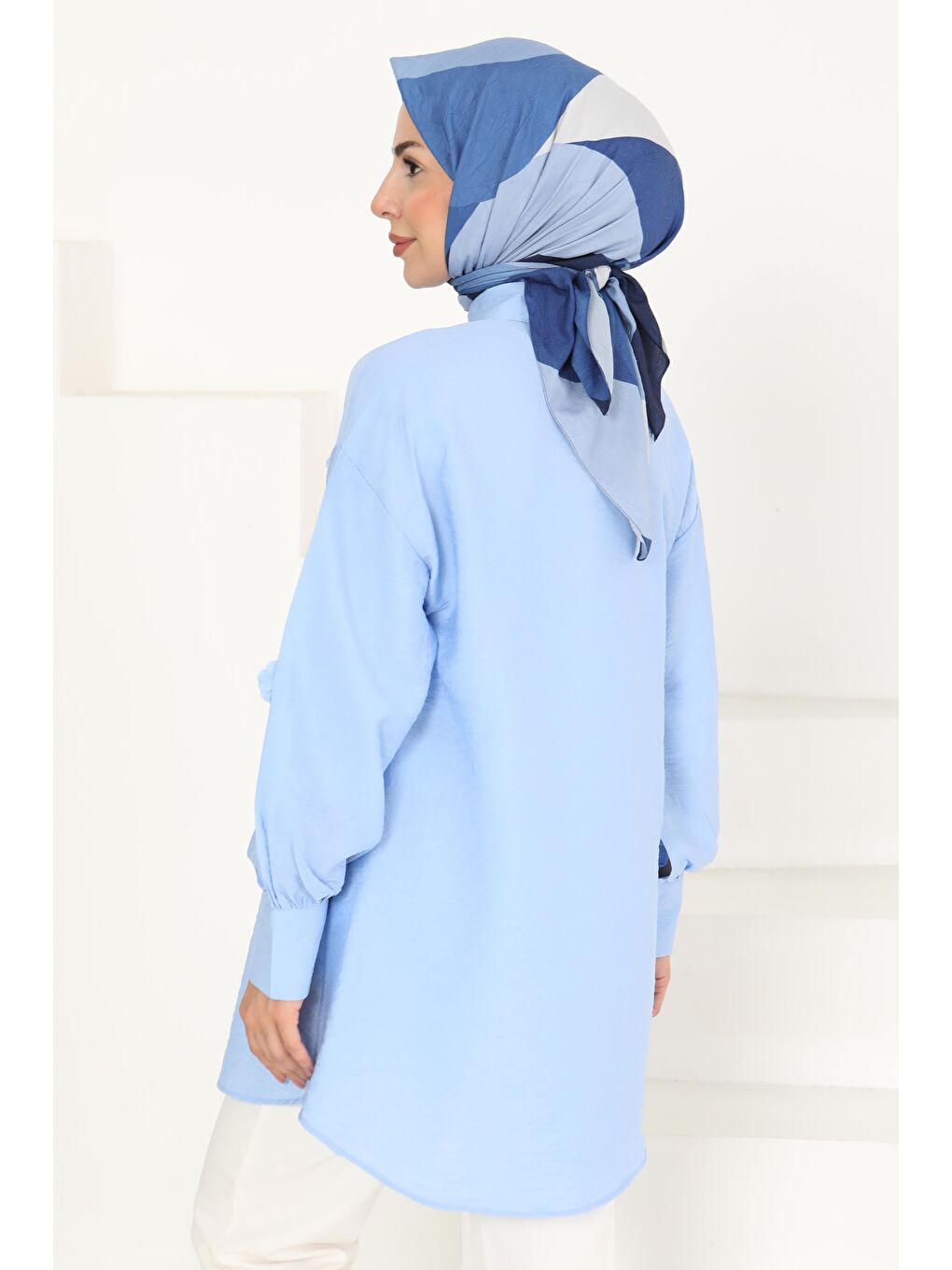 Çiçekli Tunik Bebe Mavi - 27272-4