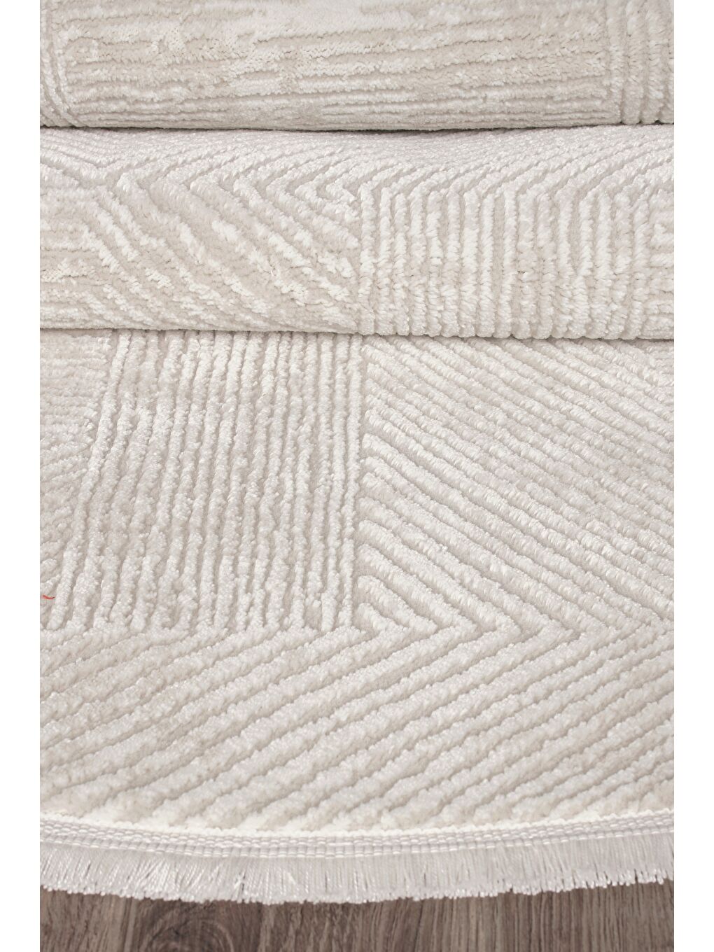 Ekru Leo 2969 Modern Dokuma Yuvarlak Halı-80x80 (Yuvarlak)-2